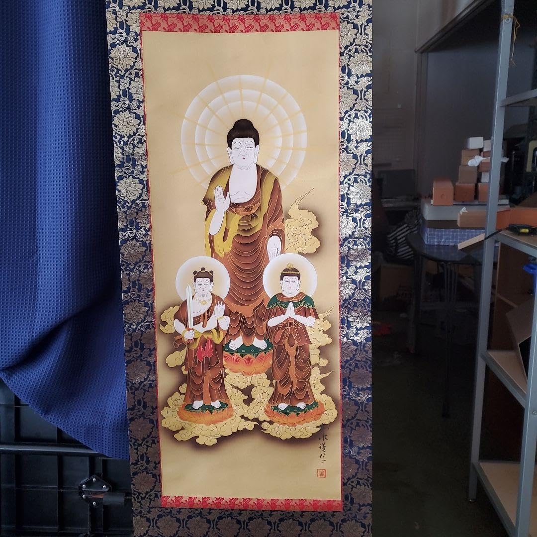 掛軸　釈迦三尊仏　高橋如水作　木箱入り 掛軸 釈迦三尊仏 高橋如水作 木箱入り 2025年最新】高橋如水の